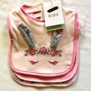 BABY KISS 3-Pack Bib Set for Baby Girls